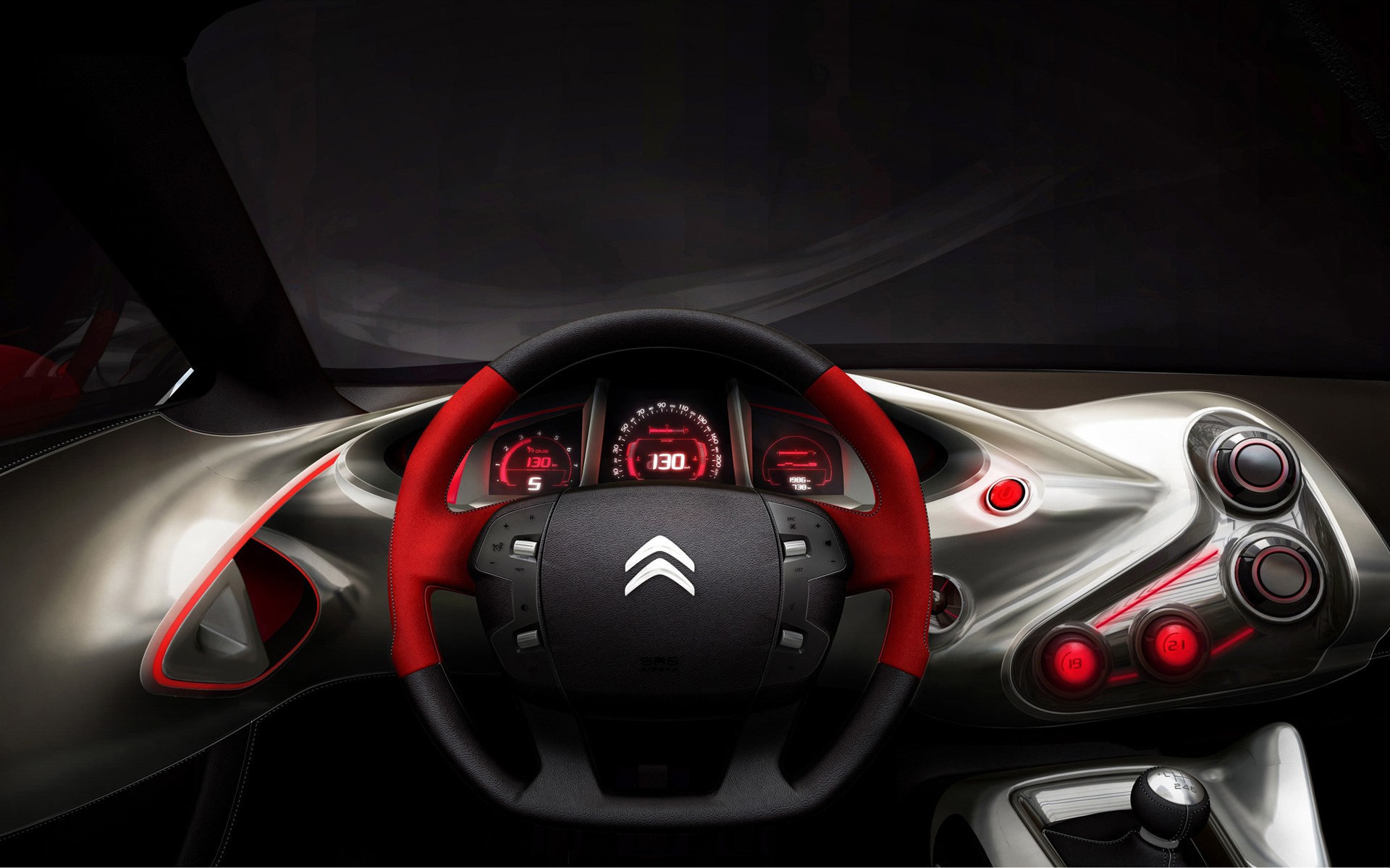 concept, Citroen, dashboard, steering wheel, Cabin cars, download photo, in high definition